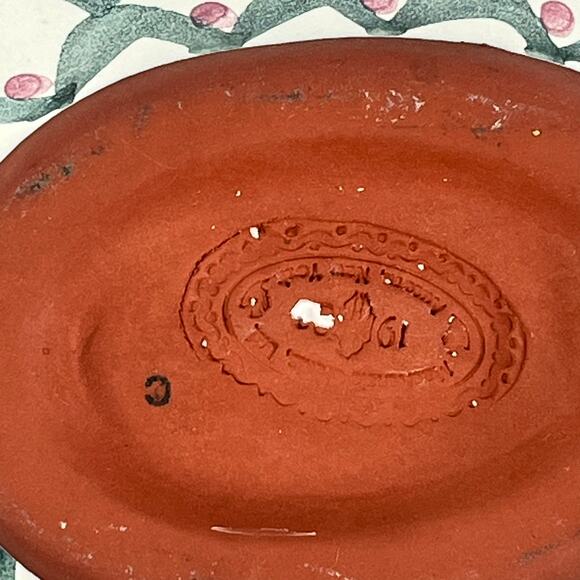 Vintage MacKenzie-Childs King Ferry Chowder Bowl With Lid 7"x5"x5" Terracotta - Picture 6 of 14